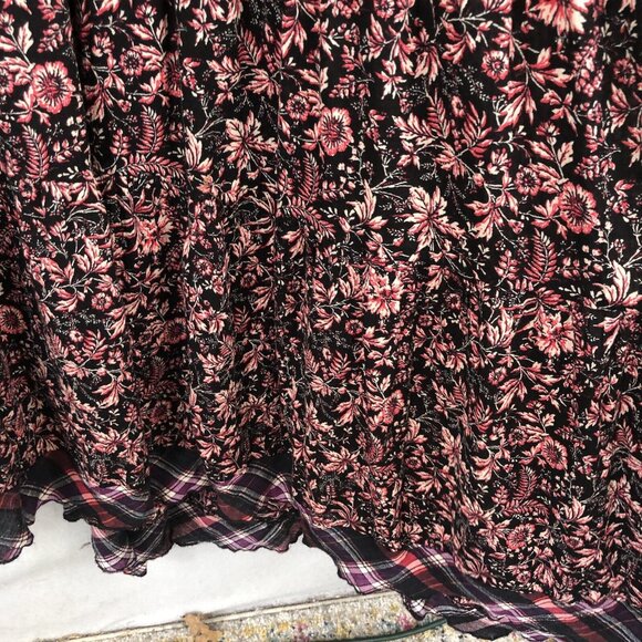 Free People Maxi Dress Womens Large Blue Pink Floral Boho Ruffle Cottage Core - Picture 16 of 16